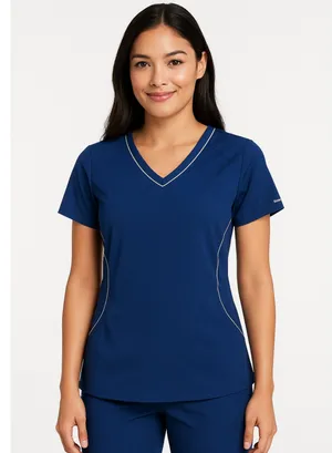 Skechers by Barco Women’s Scrub Top Medium Blue V-Neck Stretch Nursing Uniform thumbnail 1