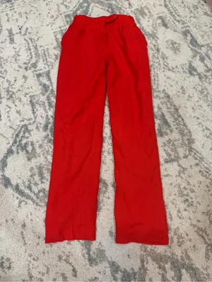 Vintage Alex Red Linen Pants High Waist Size 6 27” Inseam thumbnail 2