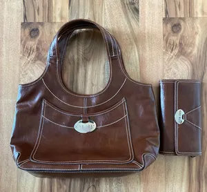 Nine West PVC Bag Brown handbag purse sholder straps + Matching Wallet NWOT thumbnail 1