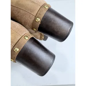 UGG Cam II Ankle Boots Chestnut Suede Shearling Lined Clog Heel Brass Studs 7 thumbnail 12