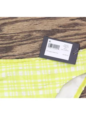 NWT Kate Spade Plaid High Cut Bikini Bottom S9D533 Nappa Cabbage Green Muti XS thumbnail 7
