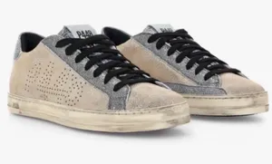 P448 John Panama‎ Sneakers Women 38 US 7.5 Gold Metallic Distressed Leather thumbnail 1
