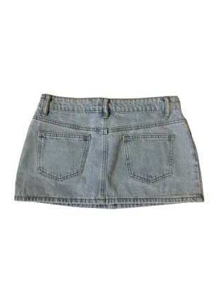 Edikted Light Wash Denim Micro Mini Skirt Y2K Low Rise 2000s Festival S thumbnail 3