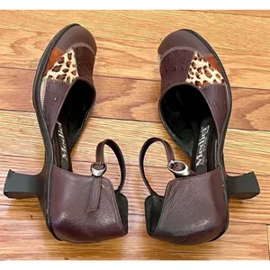 Medici Patchwork Leather Mary Jane Heels Ostrich Snakeskin Leopard Print Size 7 thumbnail 6