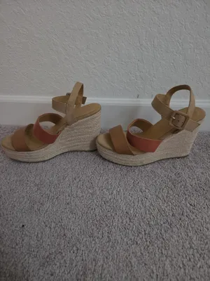 Soda Tan and Rust Two-Strap Wedge Sandals thumbnail 2