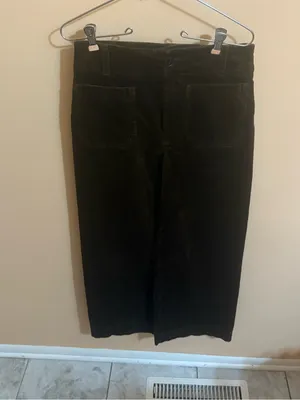 Anthropologie Maeve Colette Cropped Wide Leg Corduroy Pants in Dark Olive thumbnail 2