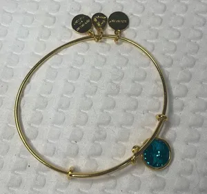 Alex And Ani December Swarovski Crystal Birthstone Blue Zircon Gold Fini… thumbnail 2