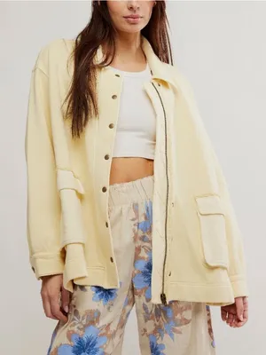 Free People Alexa Sweatshirt in Flan Butter Yellow M thumbnail 1