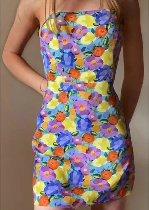 Zara multicolored floral print mini dress size medium Dress thumbnail 1