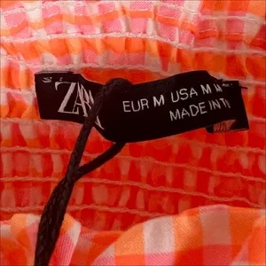 NWT Zara Orange and Pink Gingham Plaid Crop Top Size Medium thumbnail 4