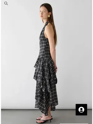 Oak+Fort plaid halter tiered dress. M/L thumbnail 4