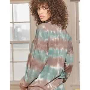 Lulus Womens M Iconic‎ Moves Tie Dye Sweatshirt Brown Green Slouchy Hippie USA thumbnail 9