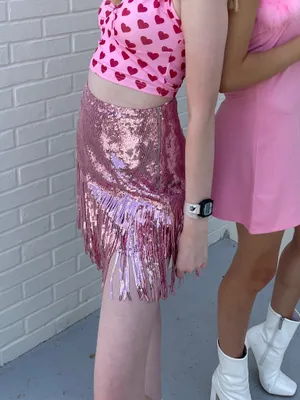 Nasty Gal Pink Sequin Fringe Mini Skirt thumbnail 3
