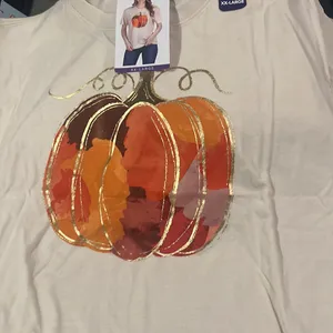 State of Mind Cream Tee with Pumpkin Design Size 2X (Bust 44”) NWT thumbnail 4