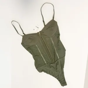 Free People | Corset Bodysuit in Olive Green Small thumbnail 2
