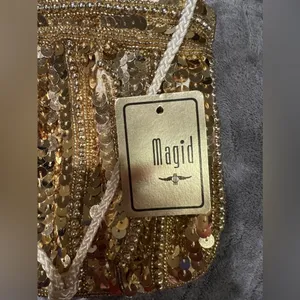 Magid Gold Beaded Sequin Evening Bag NWT thumbnail 4