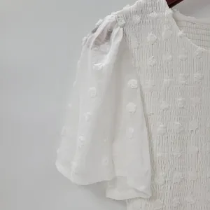 Kandra Womens Dress Medium White Smocked Flutter Sleeve Swiss Dot Flowy Midi NEW thumbnail 6