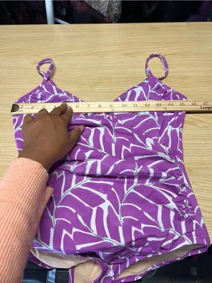 Garnet Hill Purple Tropical Leaf Ruched One Piece Swimsuit Size 6 thumbnail 14
