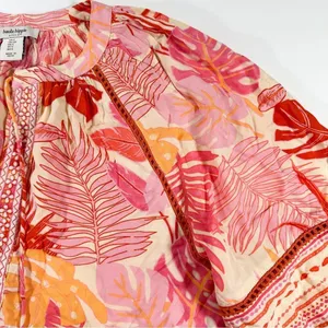 Size S Tropical Floral Bohemian Peasant Style Blouse With Tassels thumbnail 5