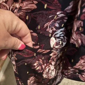 Garnet Hill Dress Women 12 Black Moody Floral Pockets Knee Length‎ Boho Artsy thumbnail 4