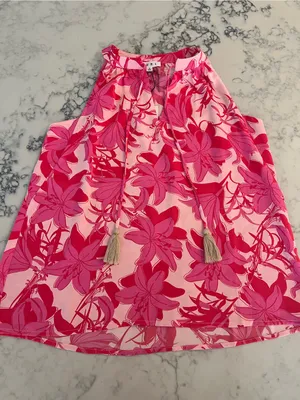 THML Women’s Small Pink Floral Sleeveless Top New thumbnail 1