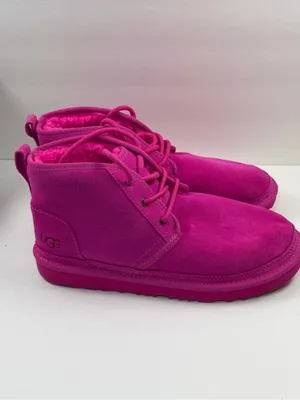 UGG Neumel Boots Women Size 5 Pink Suede Shearling Lined Chukka Cozy thumbnail 3