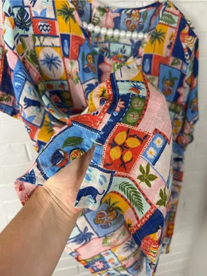 C&C California Beach Tropical Print Top Plus Size thumbnail 8