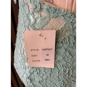 Maniju green lace maxi open back dress sleeveless long size M prom homecoming thumbnail 6