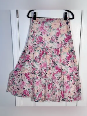 En Saison Fleur Midi Skirt M Free People Pink Floral Tiered Cottagecore Romantic thumbnail 6