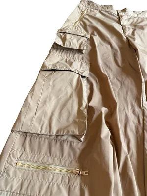 Cynthia Rowley Relaxed Nylon Cargo Pants Tan Khaki Loose Relaxed Fit Size 10 thumbnail 5