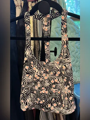 NWOT Free People FP Movement Never Better Printed Halter Crop - Daisy Black - XS thumbnail 7