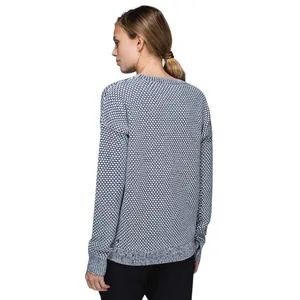 Lululemon Yogi Crew Sweater Size 4 Inkwell Blue Honeycomb Knit Thumbholes‎ 243 thumbnail 2