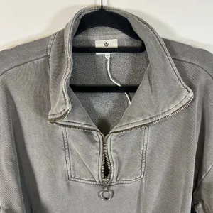 Sundry Crop‎ Three Quarter Zip Up Sweat Shirt Long Sleeve Gray Size 3 Large thumbnail 4