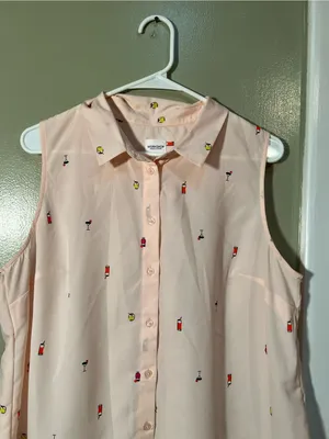 Workshop‎ Republic Women's Size Large Sleeveless Button Down Shirt Pink Cocktail thumbnail 4