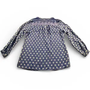 Soft Surroundings Navy Blue Gold Medallion Print Sheer Beaded Neckline‎ Tunic M thumbnail 2