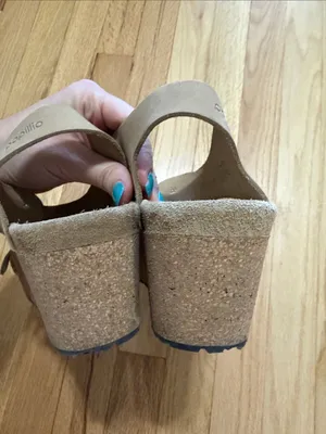 Birkenstock Papillio Soley Wedge Sandal Beige Nubuck Leather Sz 42 thumbnail 9