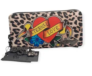 Ed Hardy Y2K Leopard Print Eternal Love Long wallet NWT with skull charm thumbnail 1