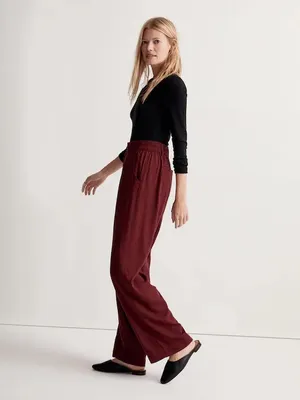 MADEWELL The Neale Straight-Leg Pant in Drapeweave in Cabernet Size 6 thumbnail 2