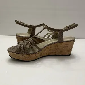 Tahari Star Cork Wedge Platform Tan‎ Snakeskin Sandal Women's 8 M Shoes Open Toe thumbnail 6