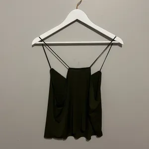 Brandy Melville Olive Green Solid V-Neck Spaghetti Strap Cami Tank Top S thumbnail 3