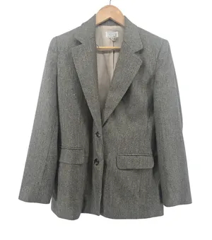 Foxcroft Blazer Womens‎ 4 Wool Silk Plaid Brown Gray Lined Professional EUC thumbnail 1