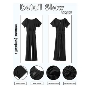 PRETTYGARDEN NEW V Neck Long Sleeve Pockets Long Pants Romper Jumpsuit S NO BELT thumbnail 4