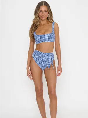 New Show Me Your Mumu Montauk Bottom size Large L gingham high waist swim bikini thumbnail 3
