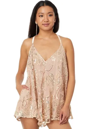 Free People Swingin' It Romper Champagne thumbnail 1