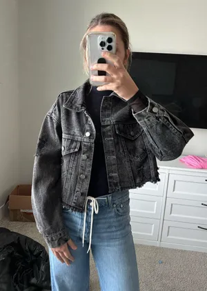 Black Jean Jacket Size M thumbnail 3
