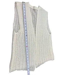 VTG Women’s Ivory Knit Open Front Sweater Vest Textured Lightweight Gradmacore S thumbnail 7