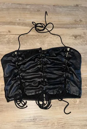 Faux leather top thumbnail 1