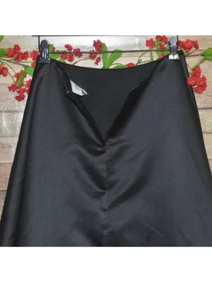 VTG Jody California Black Satin Maxi Skirt 5/6 27" Waist 41" X- Long Made USA thumbnail 8