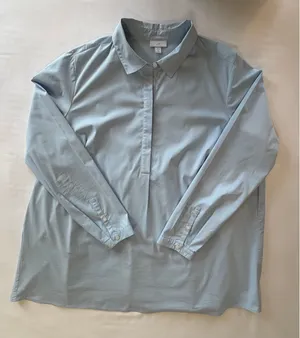 J. Jill Blue Pleated‎ Back Popover Tunic Blouse XL Tall XLT Cotton Lagenlook EUC thumbnail 1
