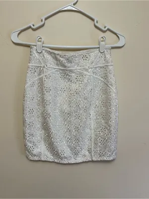 For Love and Lemons White Unlined Sophie Eyelet Skirt Mini Small Bachelorette thumbnail 11